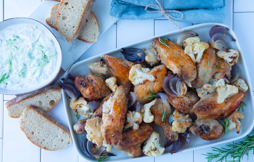 Παϊδάκια κοτόπουλου με κουνουπίδι και μουστάρδα