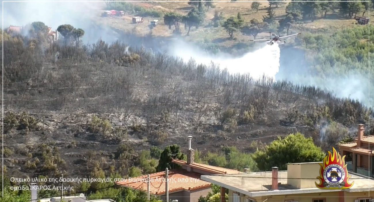 Υπό έλεγχο η Φωτιά στον Βαρνάβα Αττικής (Bίντεο)