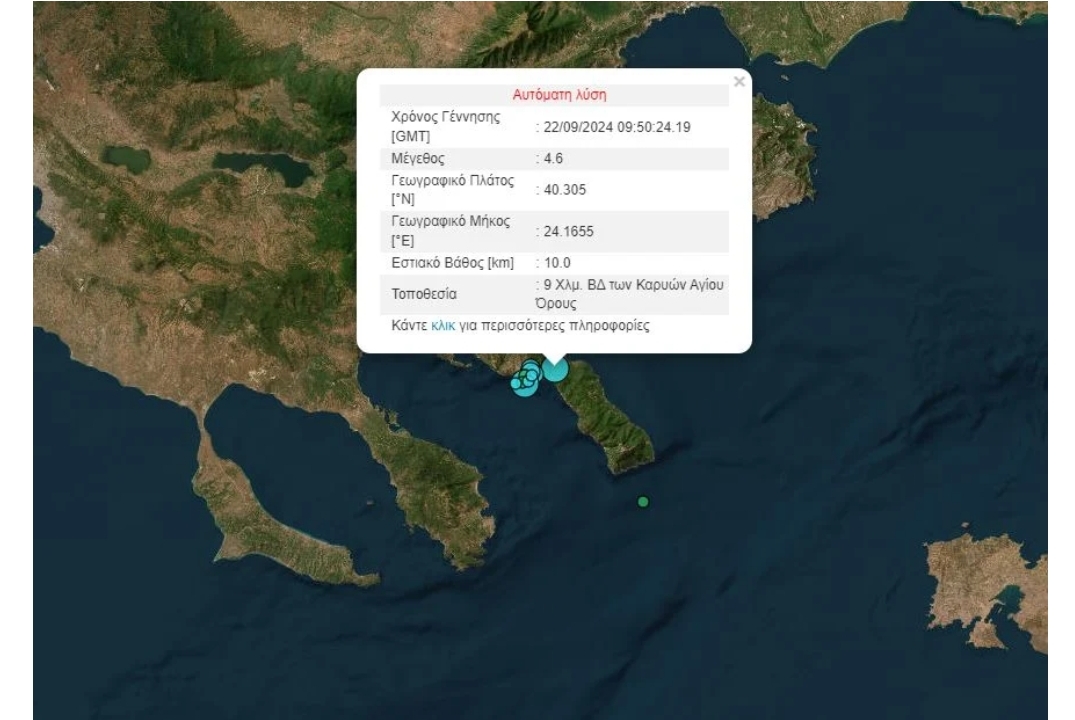 Σεισμός 4,6 Ρίχτερ στην Χαλκιδική