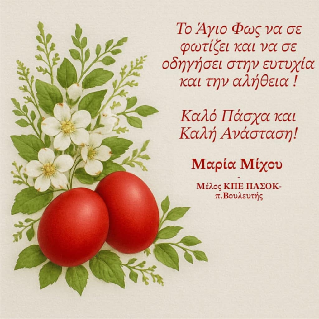 Μαρία Μίχου: Ευχές για Καλή Ανάσταση και Καλό Πάσχα!